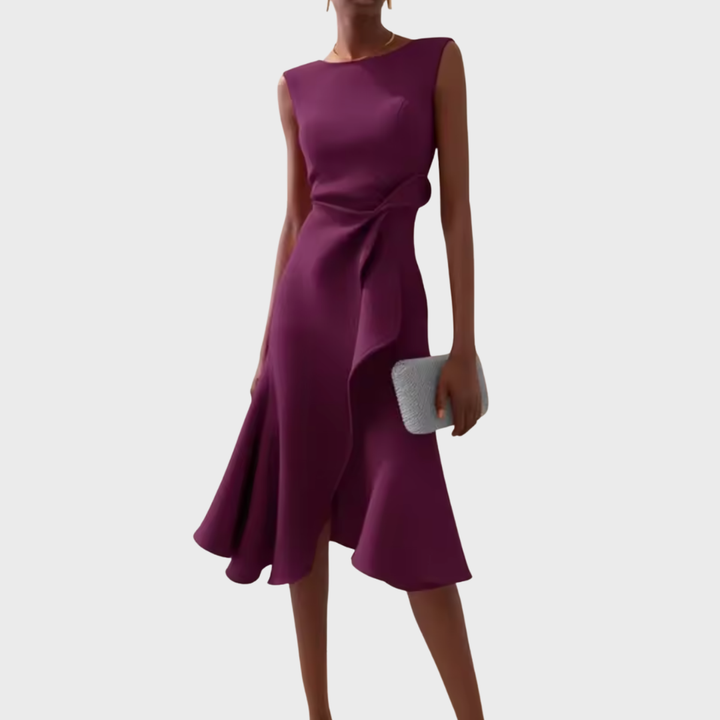 Divifa Sheila Draped Asymmetric Midi Dress