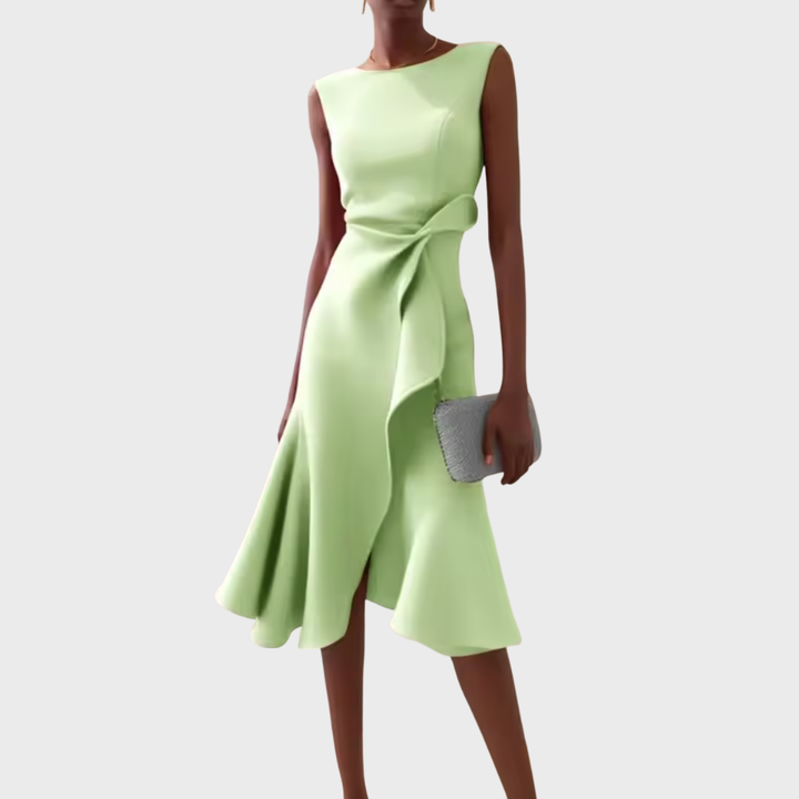 Divifa Sheila Draped Asymmetric Midi Dress