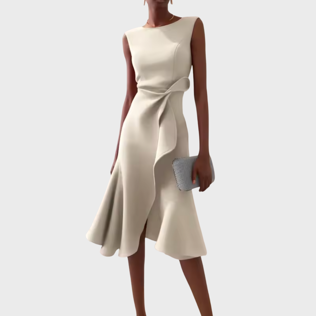 Divifa Sheila Draped Asymmetric Midi Dress