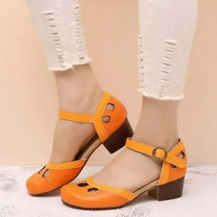 Divifa Patti Comfortable Low-Heeled Sandals