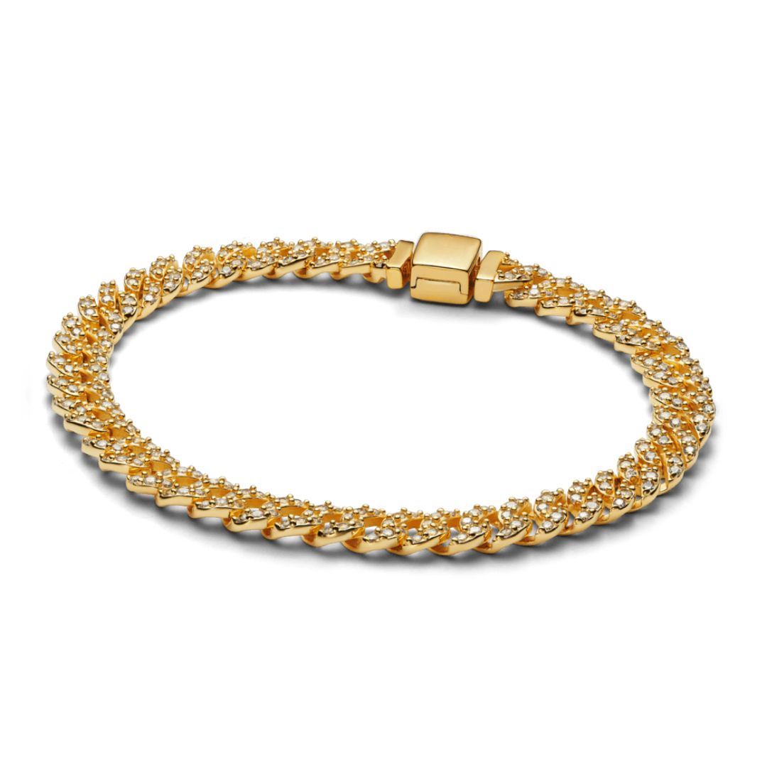 Divifa Pave Cuban Bracelet in Gold-Plated stainless steel