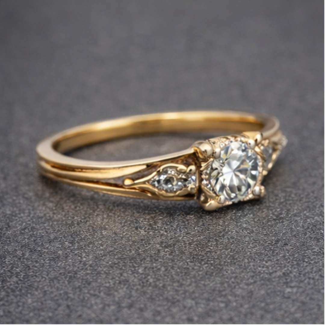 Divifa Minimal Curve Ring in Gold-Plated stainless steel
