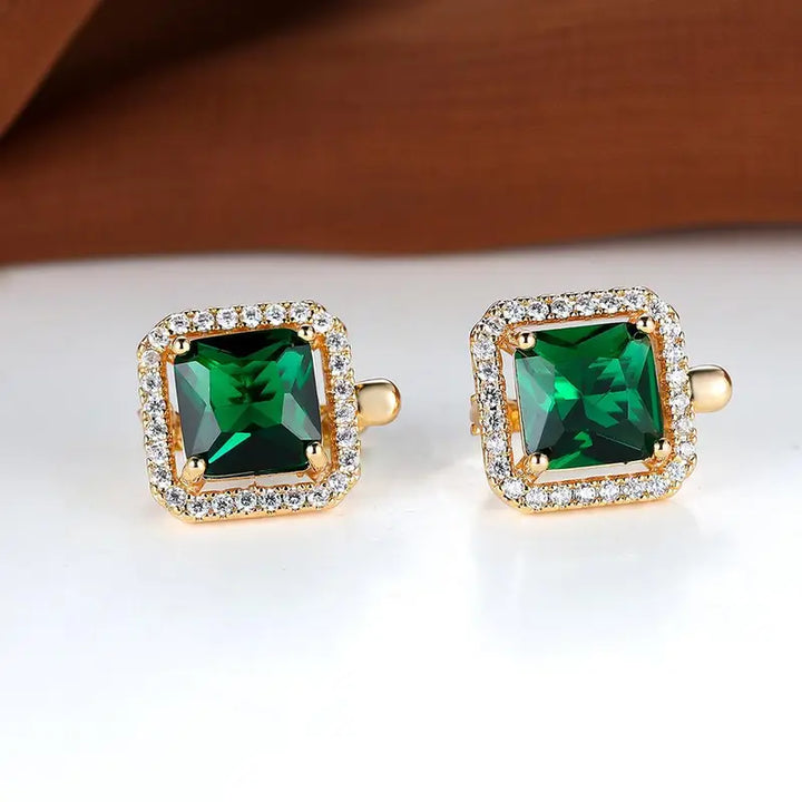 Divifa Golden Green Earrings in Gold-Plated stainless steel