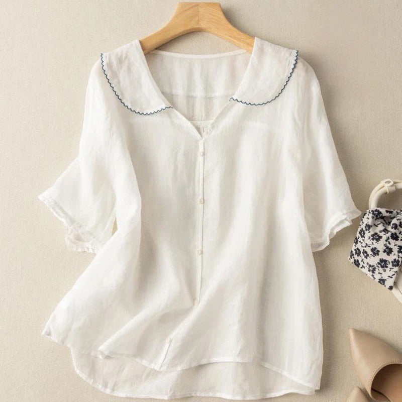 Divifa Kristi Vintage Blouse with Button Detail
