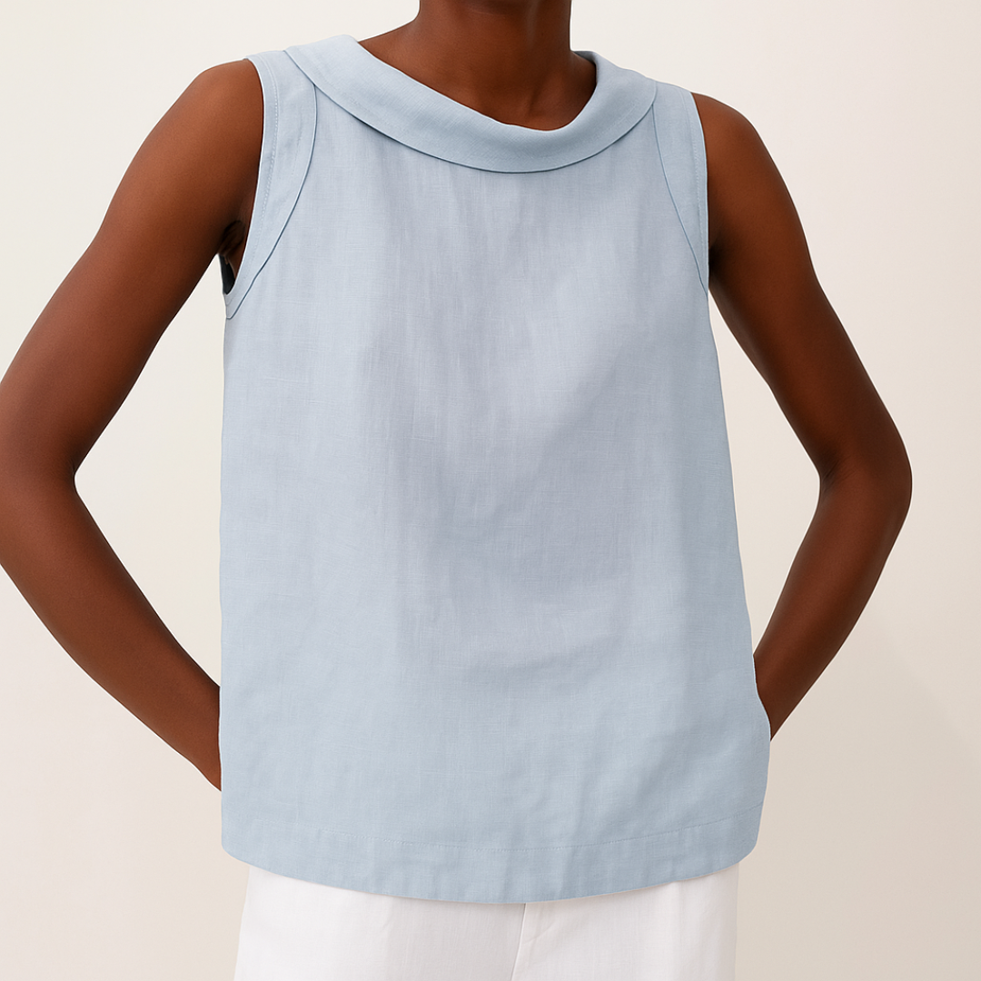 Divifa Maria Sleeveless Roll Collar Top