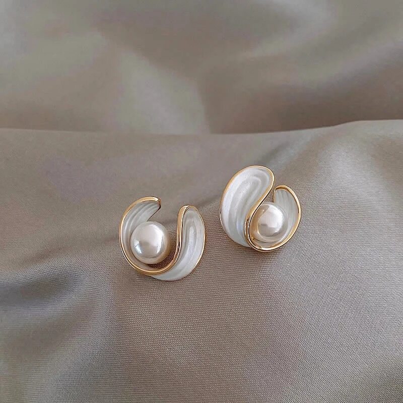 Divifa Opal Pearls Earrings in Gold-Plated stainless steel