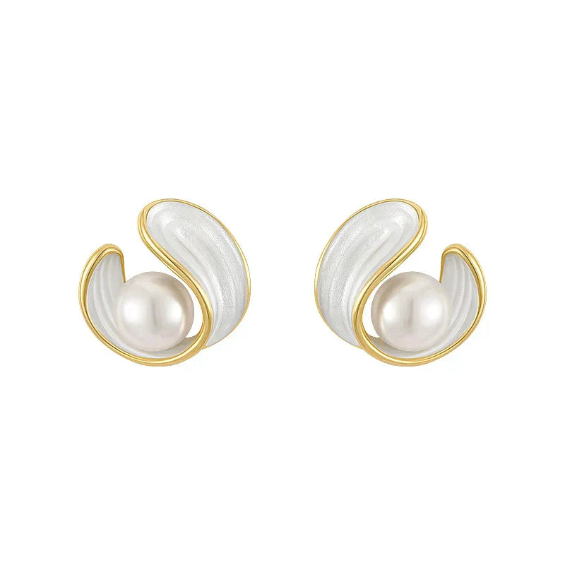 Divifa Opal Pearls Earrings in Gold-Plated stainless steel
