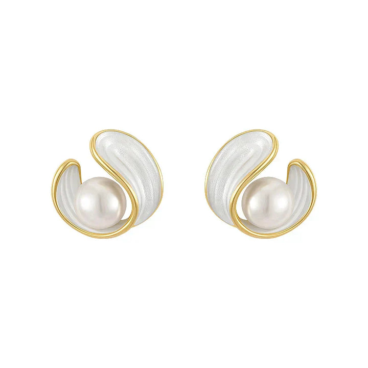 Divifa Opal Pearls Earrings in Gold-Plated stainless steel