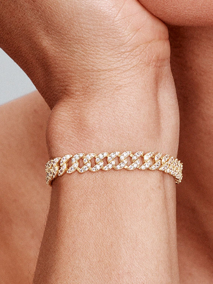 Divifa Pave Cuban Bracelet in Gold-Plated stainless steel