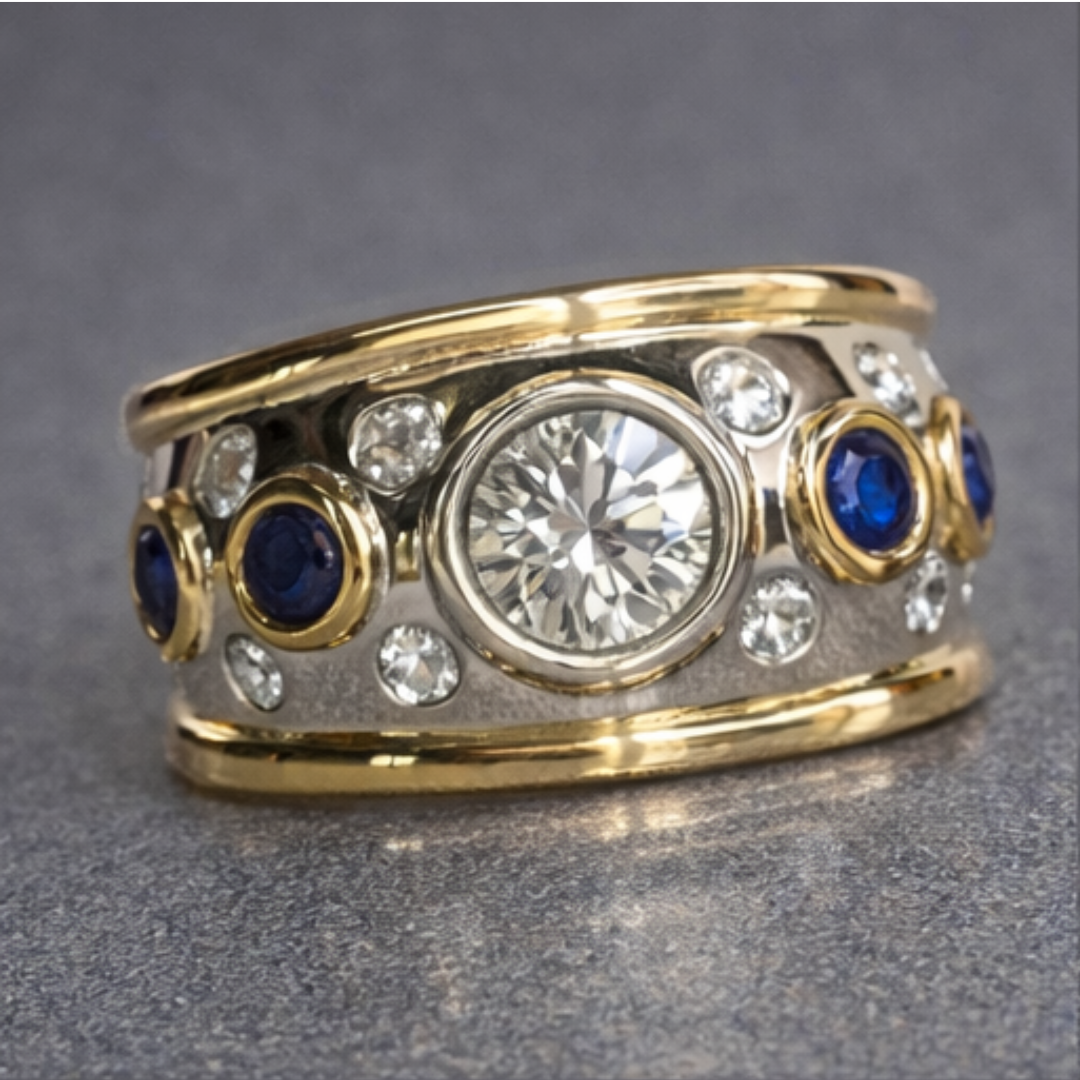 Divifa Vintage Oval Ring in Gold-Plated stainless steel