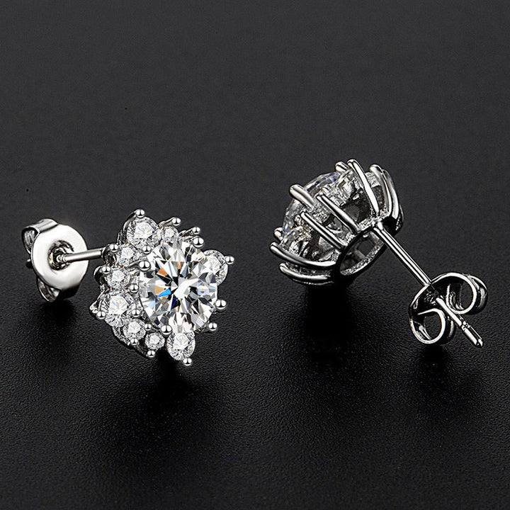 Divifa Luna Glow Earrings in White Gold-Plated stainless steel
