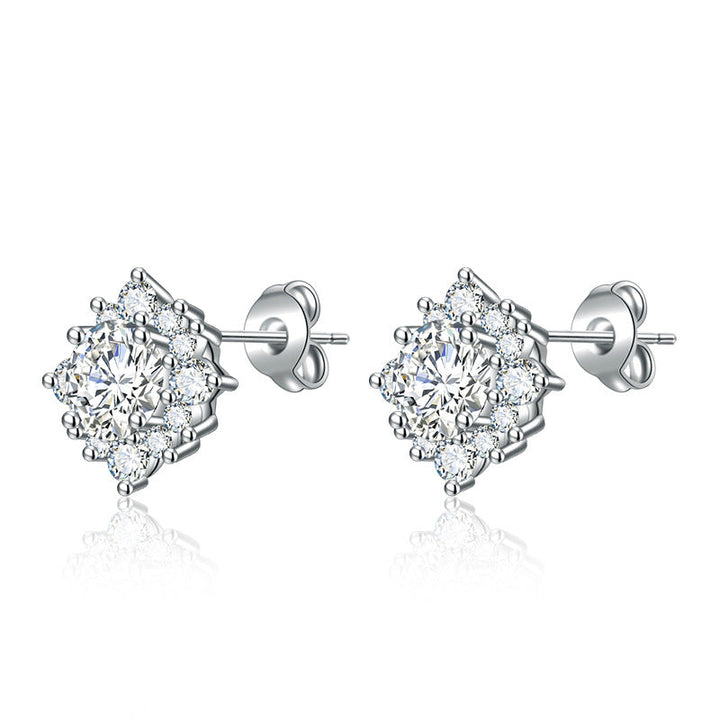 Divifa Luna Glow Earrings in White Gold-Plated stainless steel