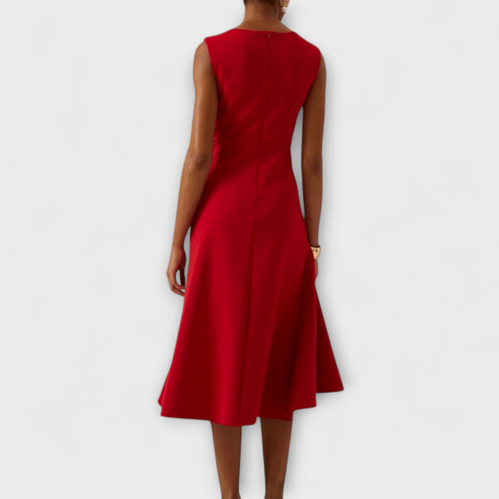 Divifa Sheila Draped Asymmetric Midi Dress