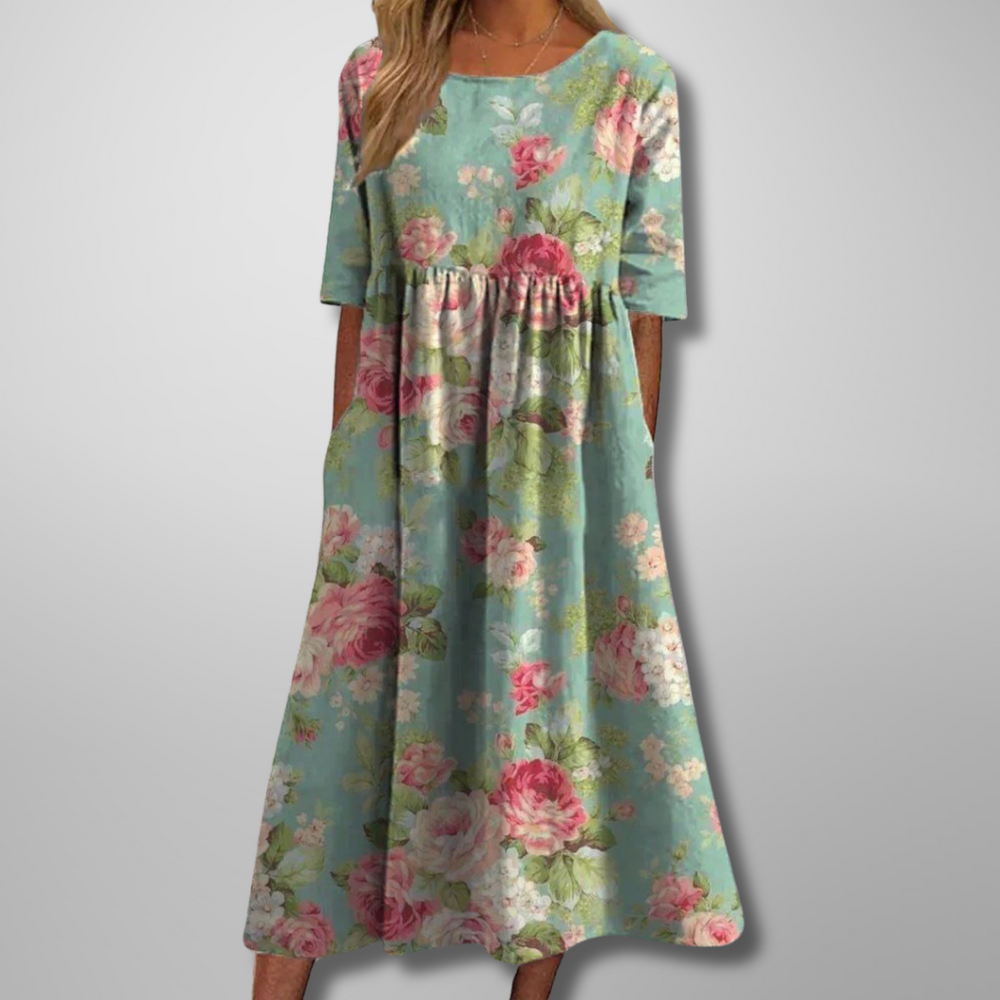 Divifa Gail Relaxed Floral Midi Dress