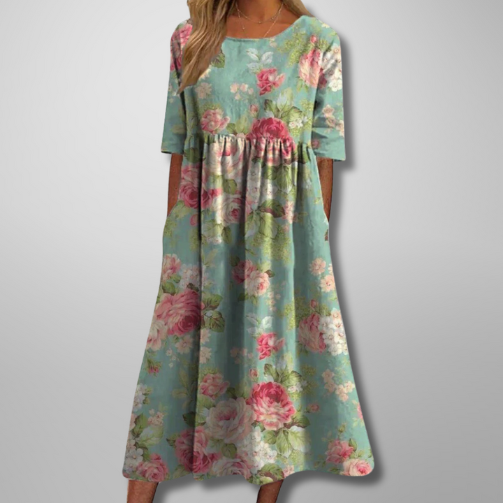 Divifa Gail Relaxed Floral Midi Dress