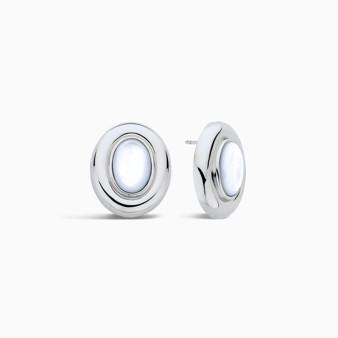 Divifa Giselle Pearl Earrings in White Gold-Plated stainless steel
