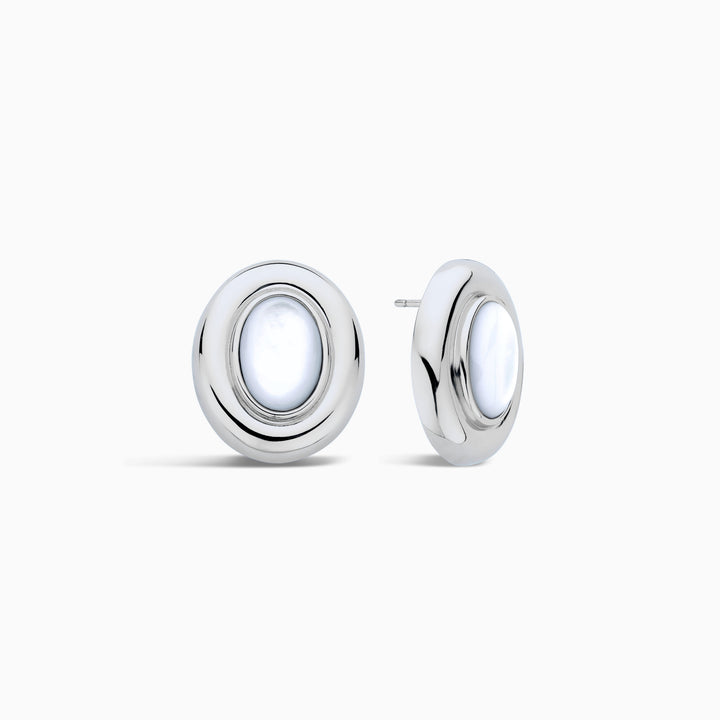 Divifa Giselle Pearl Earrings in White Gold-Plated stainless steel