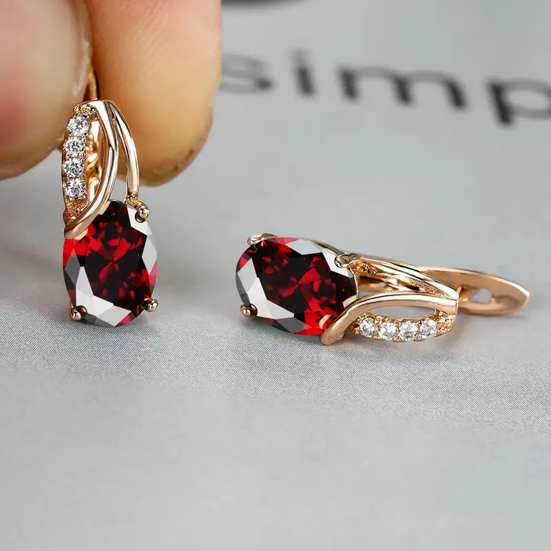 Divifa Veressa Ruberine Earrings in Gold-Plated stainless steel
