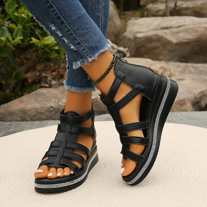 Divifa Hannah Comfort Sandals with Rhinestone Decoration