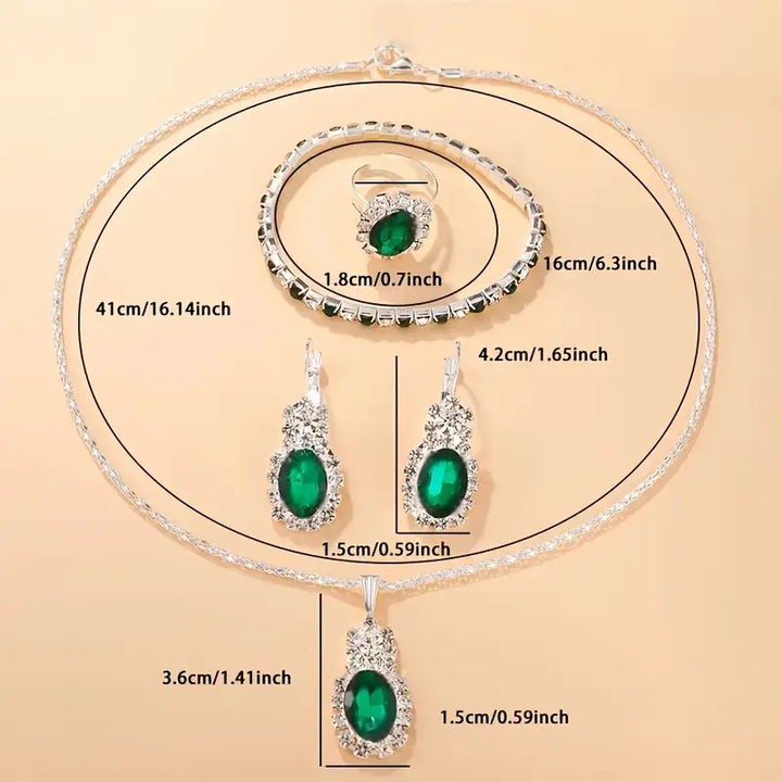 Divifa Seloria Grevalyn Jewelry Set in White Gold-Plated stainless steel