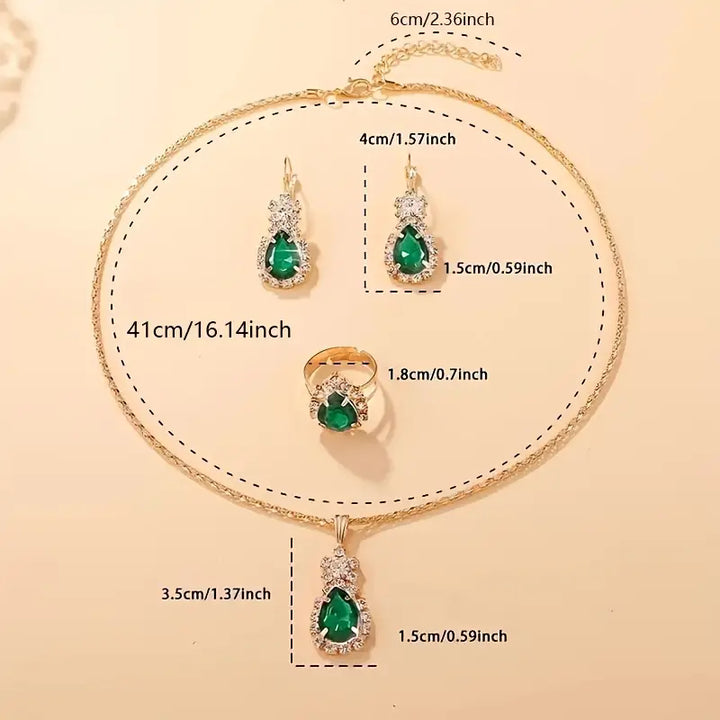 Divifa Marceline Jadehart Jewelry Set in Gold-Plated stainless steel
