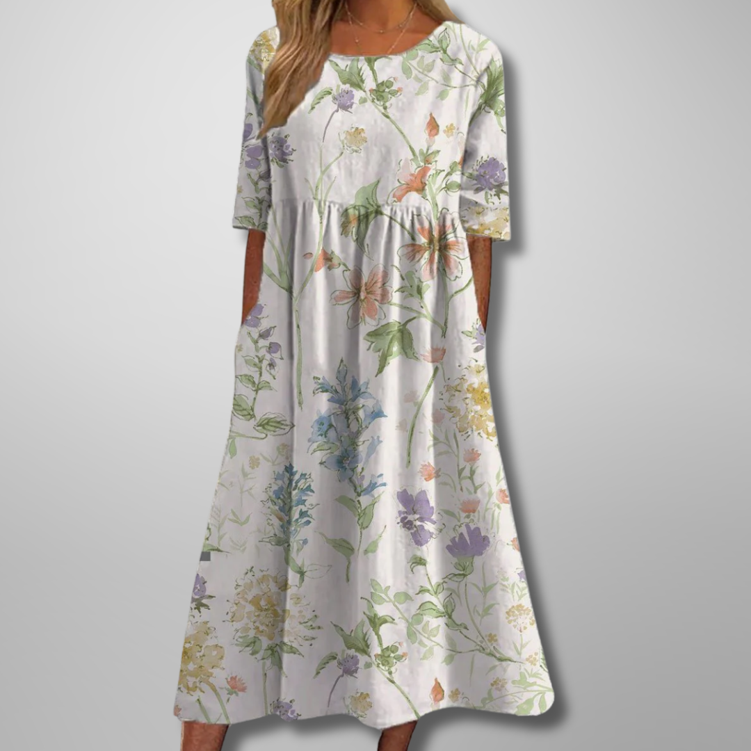 Divifa Gail Relaxed Floral Midi Dress