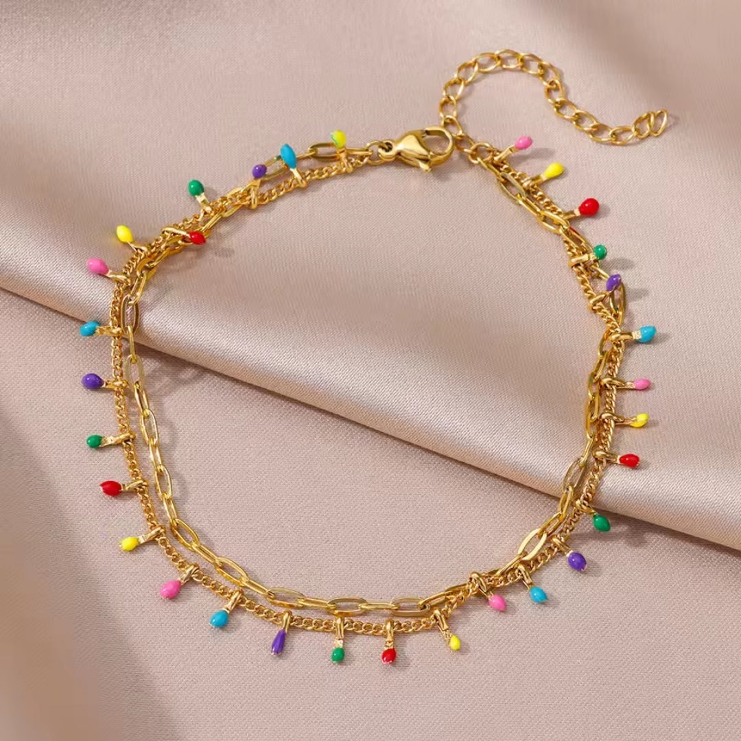 Divifa Colorful Crystals Bracelet in Gold-Plated stainless steel