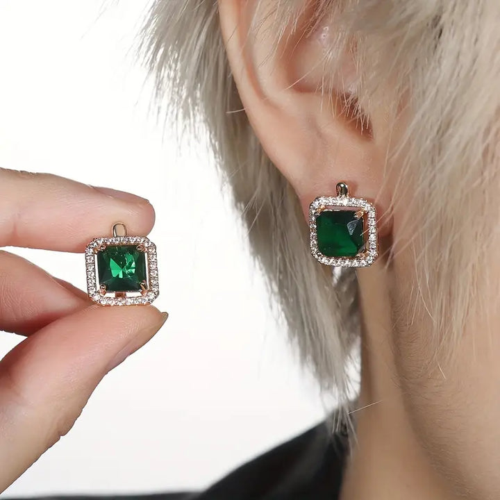 Divifa Golden Green Earrings in Gold-Plated stainless steel