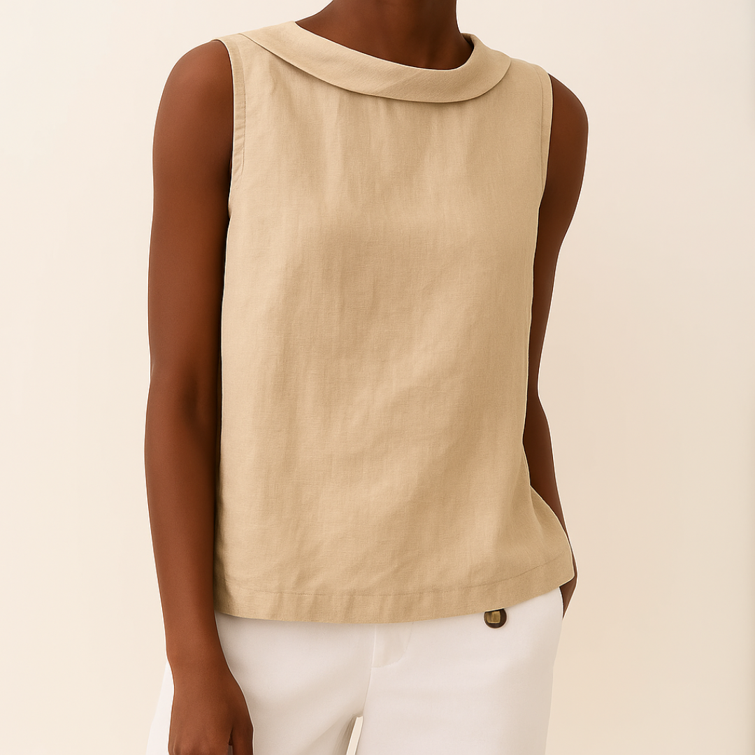 Divifa Maria Sleeveless Roll Collar Top