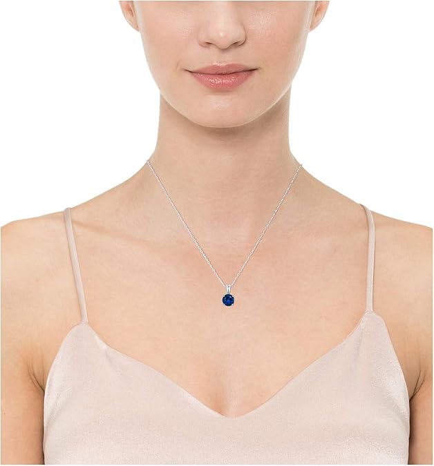 Divifa Round Cut Necklace in White Gold-Plated stainless steel