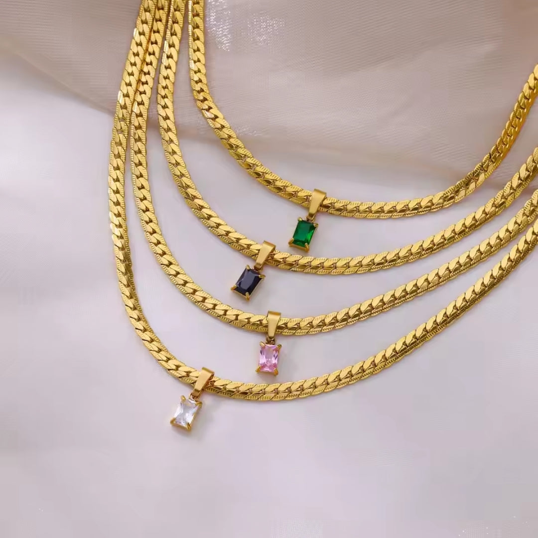 Divifa Layered Crystal Necklace in Gold-Plated stainless steel
