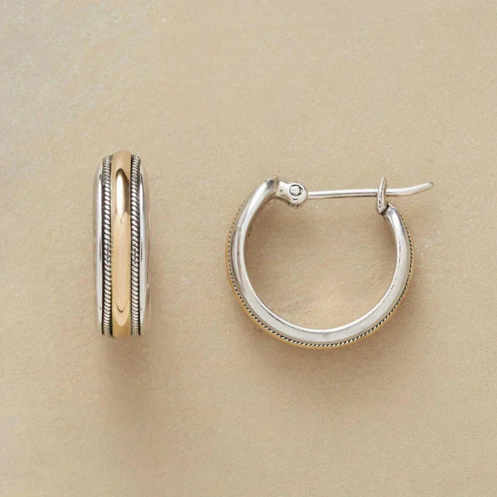 Divifa Pin-Striped Vintage Earrings in Gold-Plated stainless steel