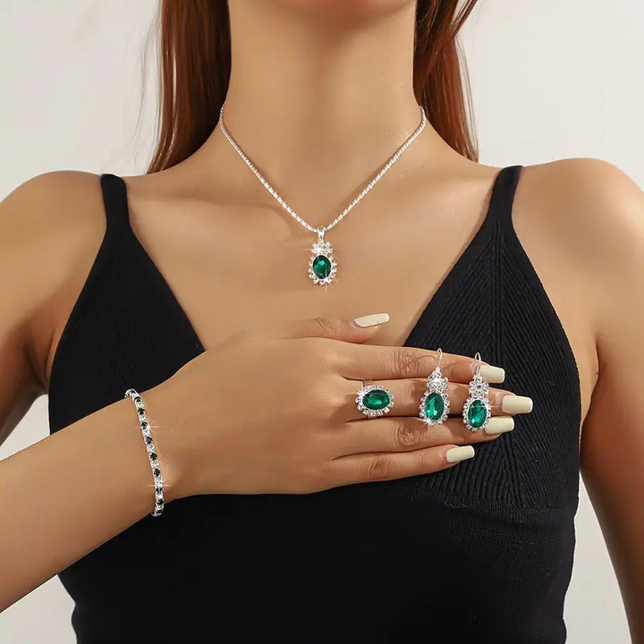Divifa Seloria Grevalyn Jewelry Set in White Gold-Plated stainless steel