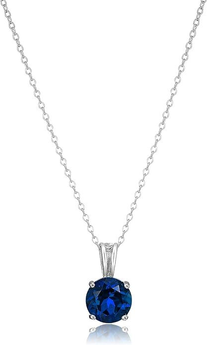 Divifa Round Cut Necklace in White Gold-Plated stainless steel
