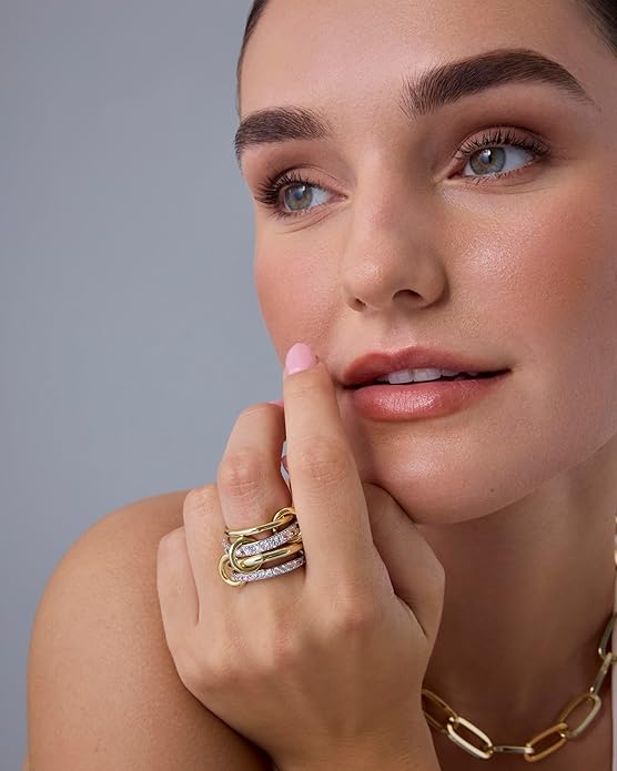 Divifa Interlock Stack Ring in Gold-Plated stainless steel