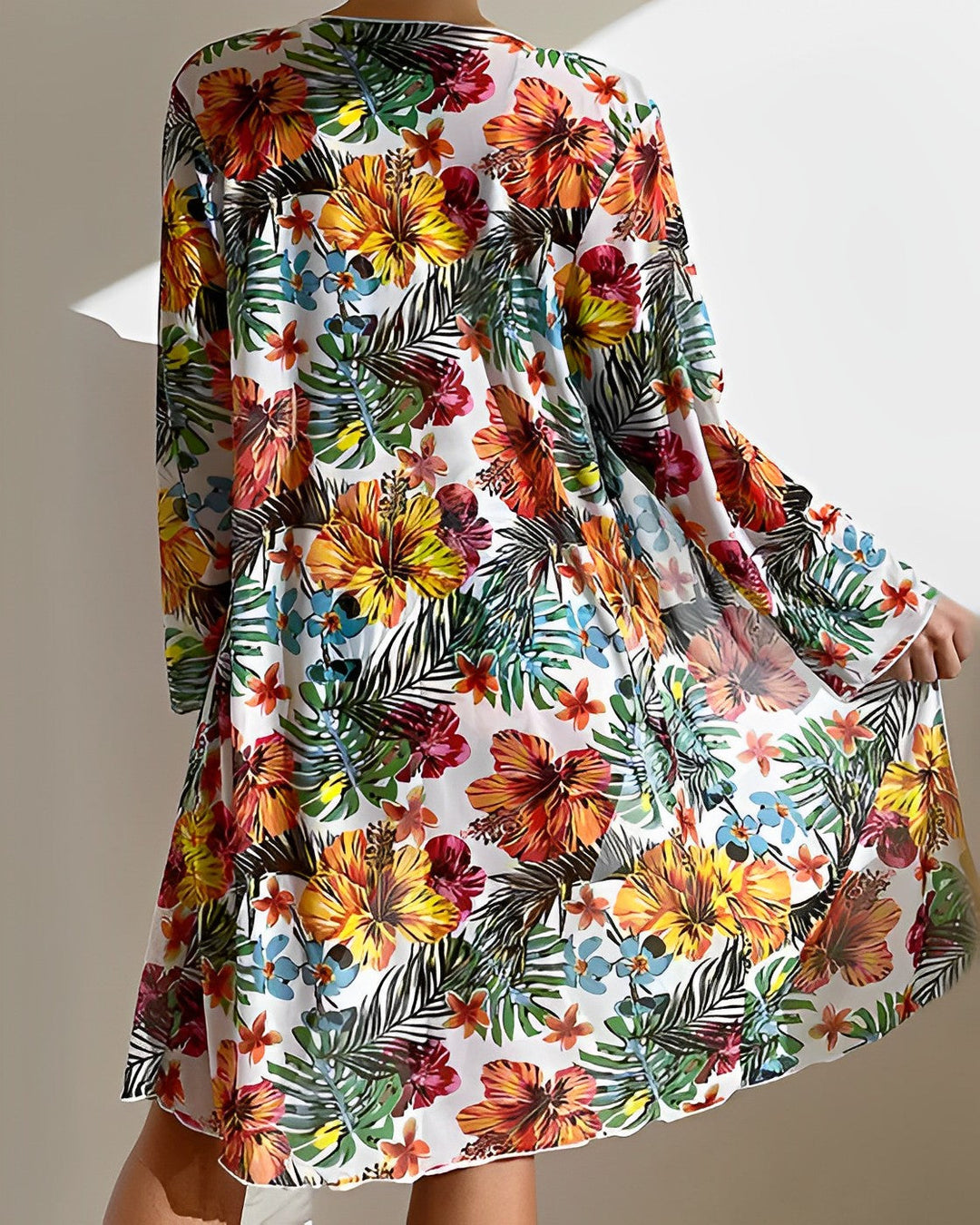 Divifa Juanita Tropical Print Bikini Set with Cover-Up
