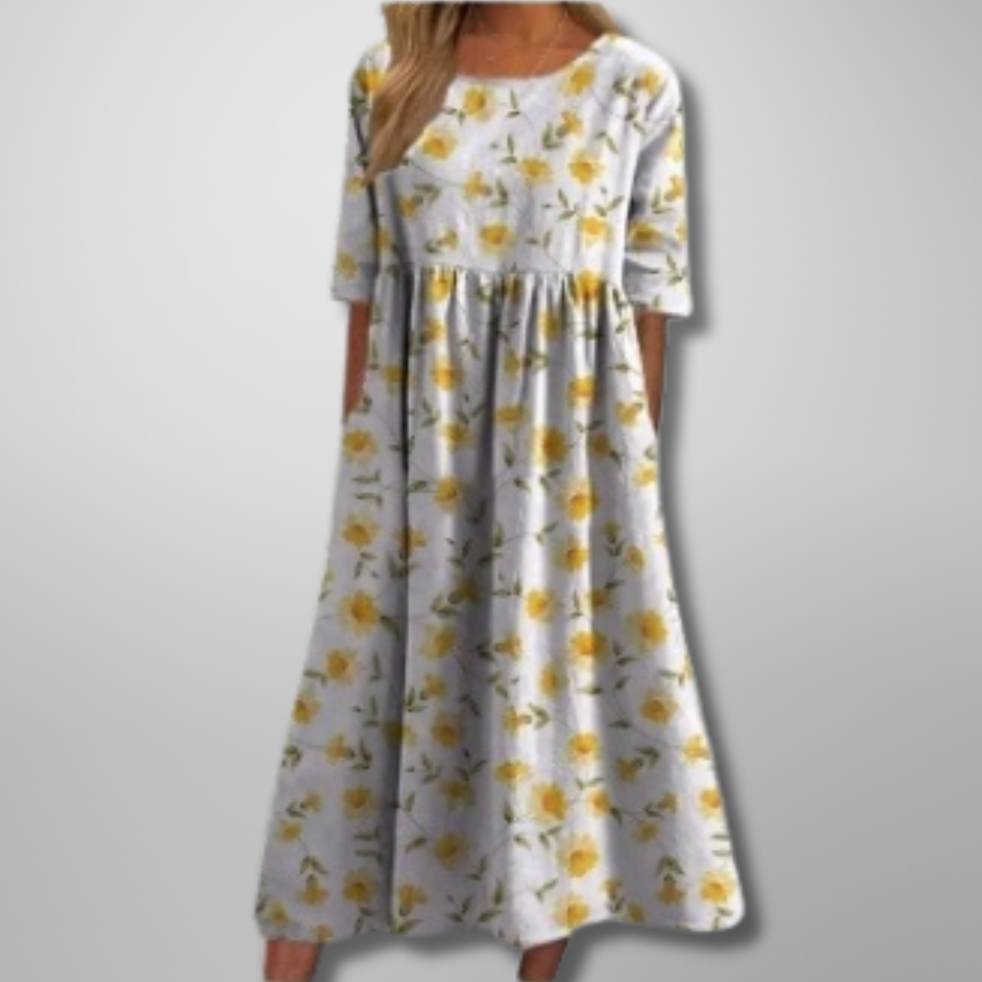 Divifa Gail Relaxed Floral Midi Dress