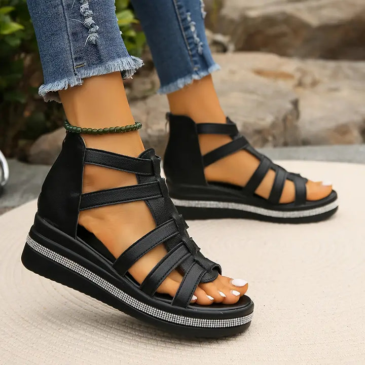 Divifa Hannah Comfort Sandals with Rhinestone Decoration