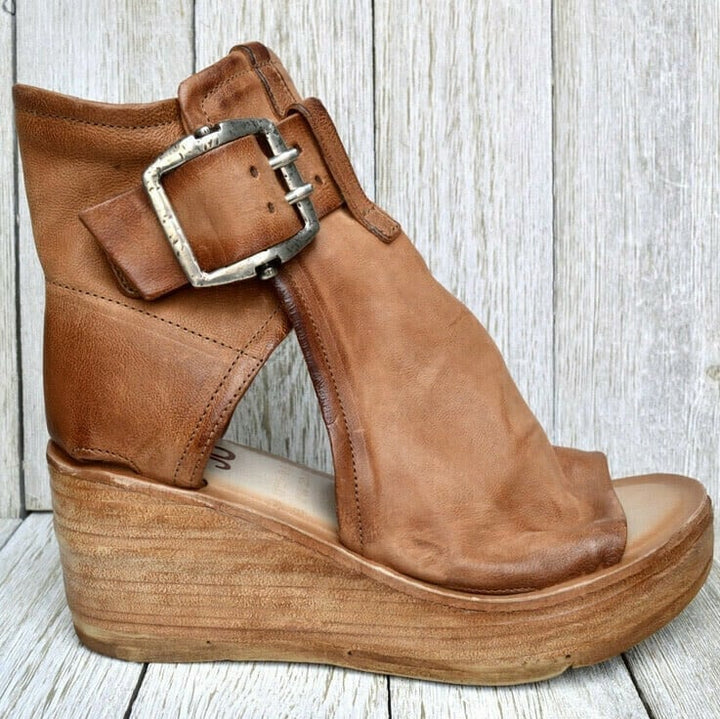 Divifa Dawn Wedge Sandals with Buckle in Boho Style