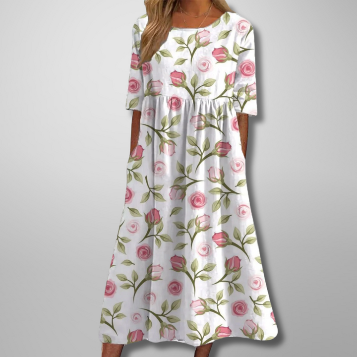 Divifa Gail Relaxed Floral Midi Dress