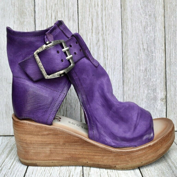 Divifa Dawn Wedge Sandals with Buckle in Boho Style