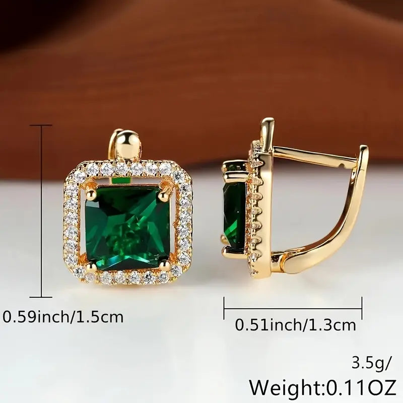 Divifa Golden Green Earrings in Gold-Plated stainless steel