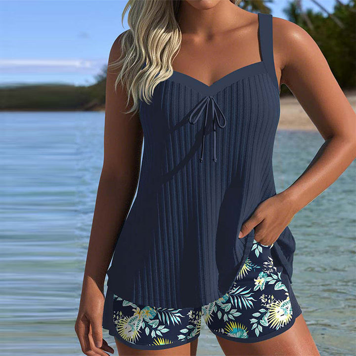 Divifa Cassandra Tummy Control Striped Tankini