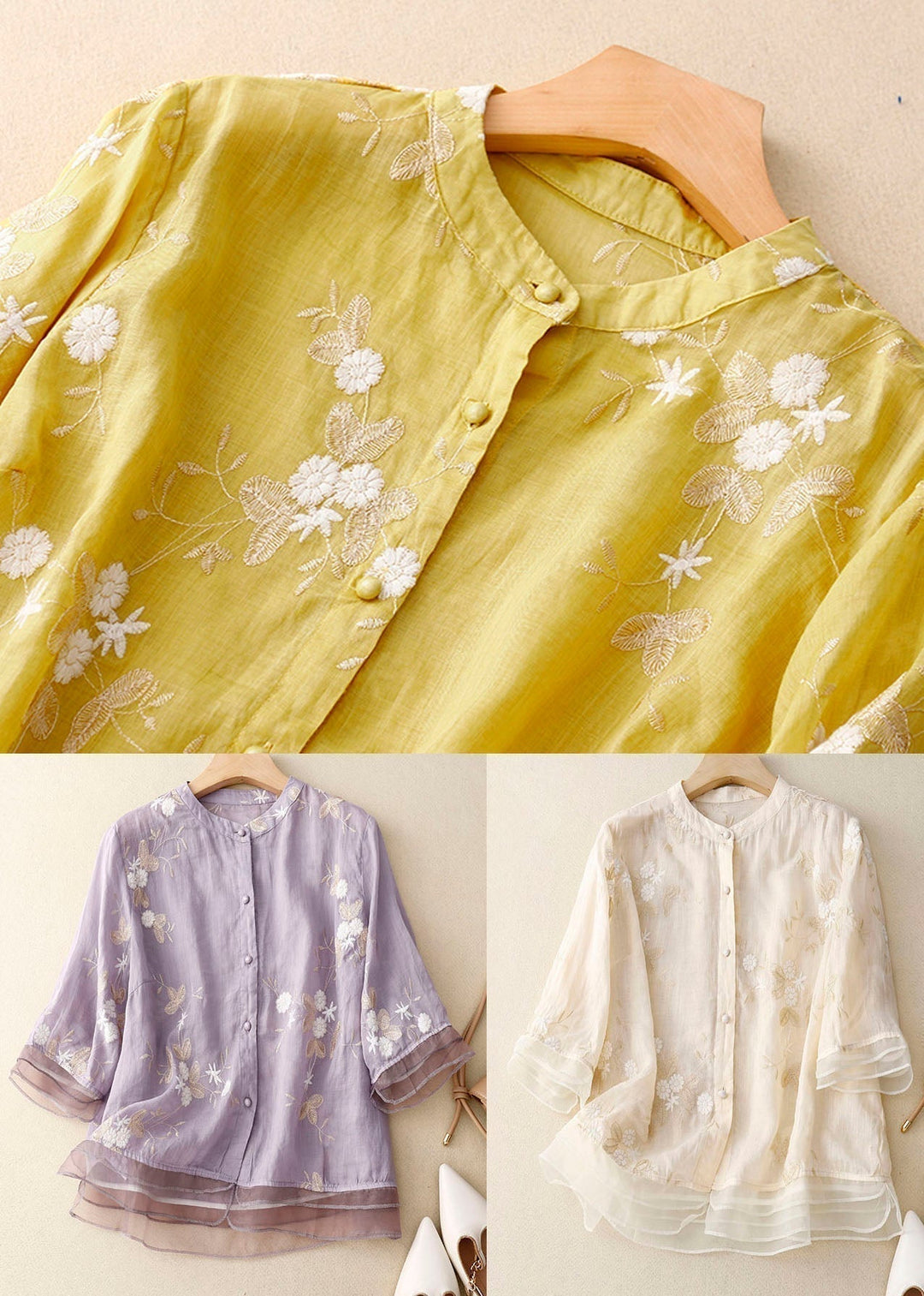 Divifa Kourtney Chic Blouse with Floral Accents
