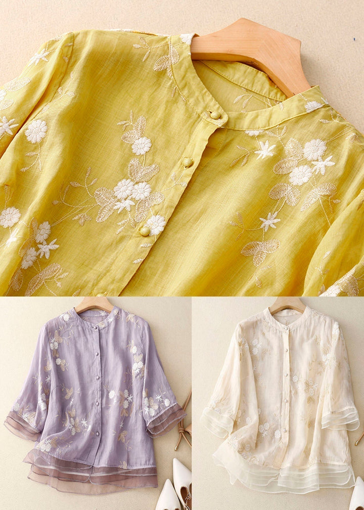Divifa Kourtney Chic Blouse with Floral Accents