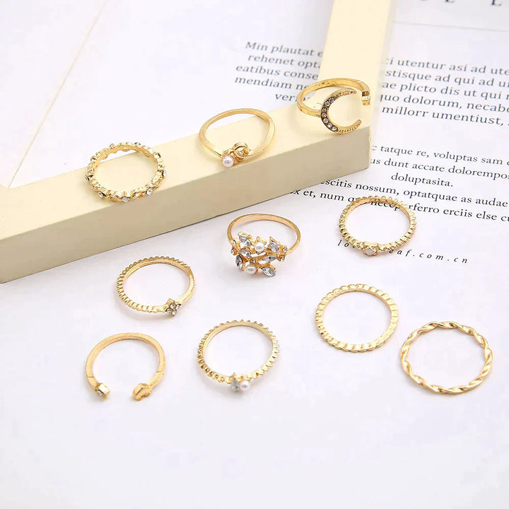 Divifa 10 Pack Ring in Gold-Plated stainless steel