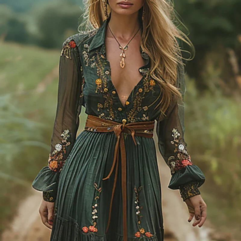 Divifa Selvara Bohemian Floral Maxi Dress