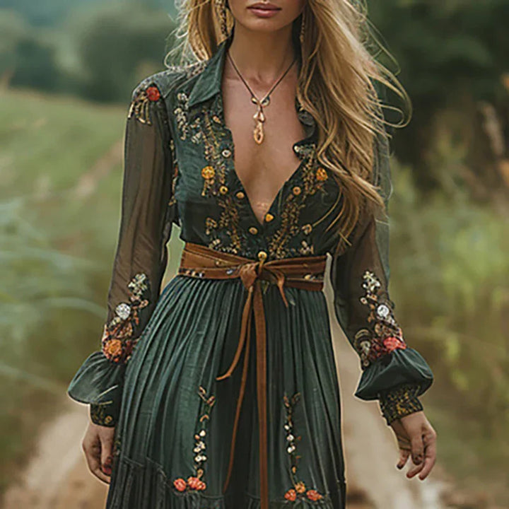 Divifa Selvara Bohemian Floral Maxi Dress