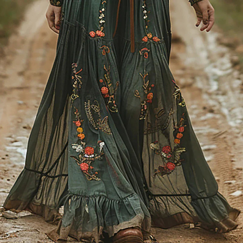 Divifa Selvara Bohemian Floral Maxi Dress
