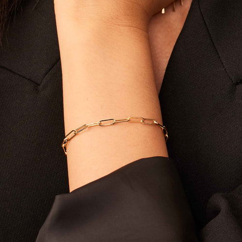 Divifa Venice Link Bracelet in White Gold-Plated stainless steel